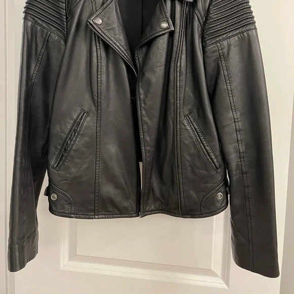 Trouvé black leather moto jacket - Picture 2 of 6